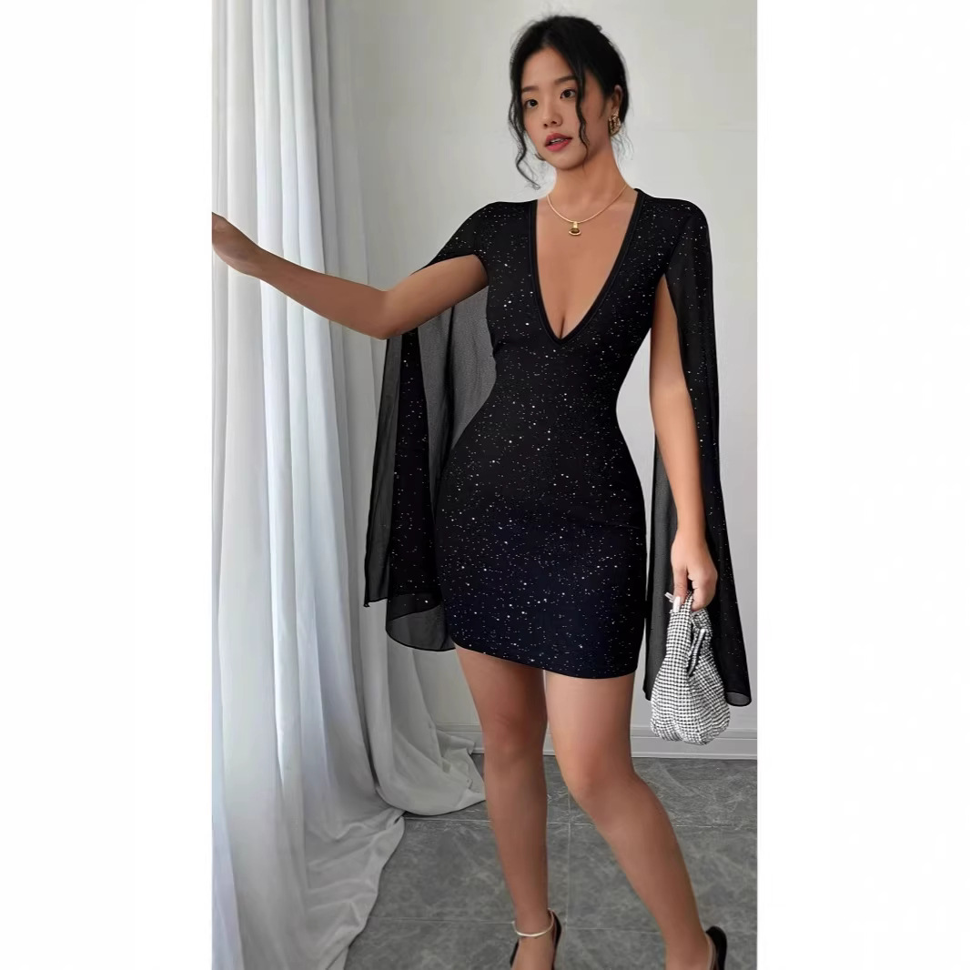Midi Dress - เดรสทรงเข้ารูปคอวี ความยาวปานกลาง สง่างาม เหมาะสำหรับใส่ทำงาน ใส่ไปงานเลี้ยง งานค็อกเทล