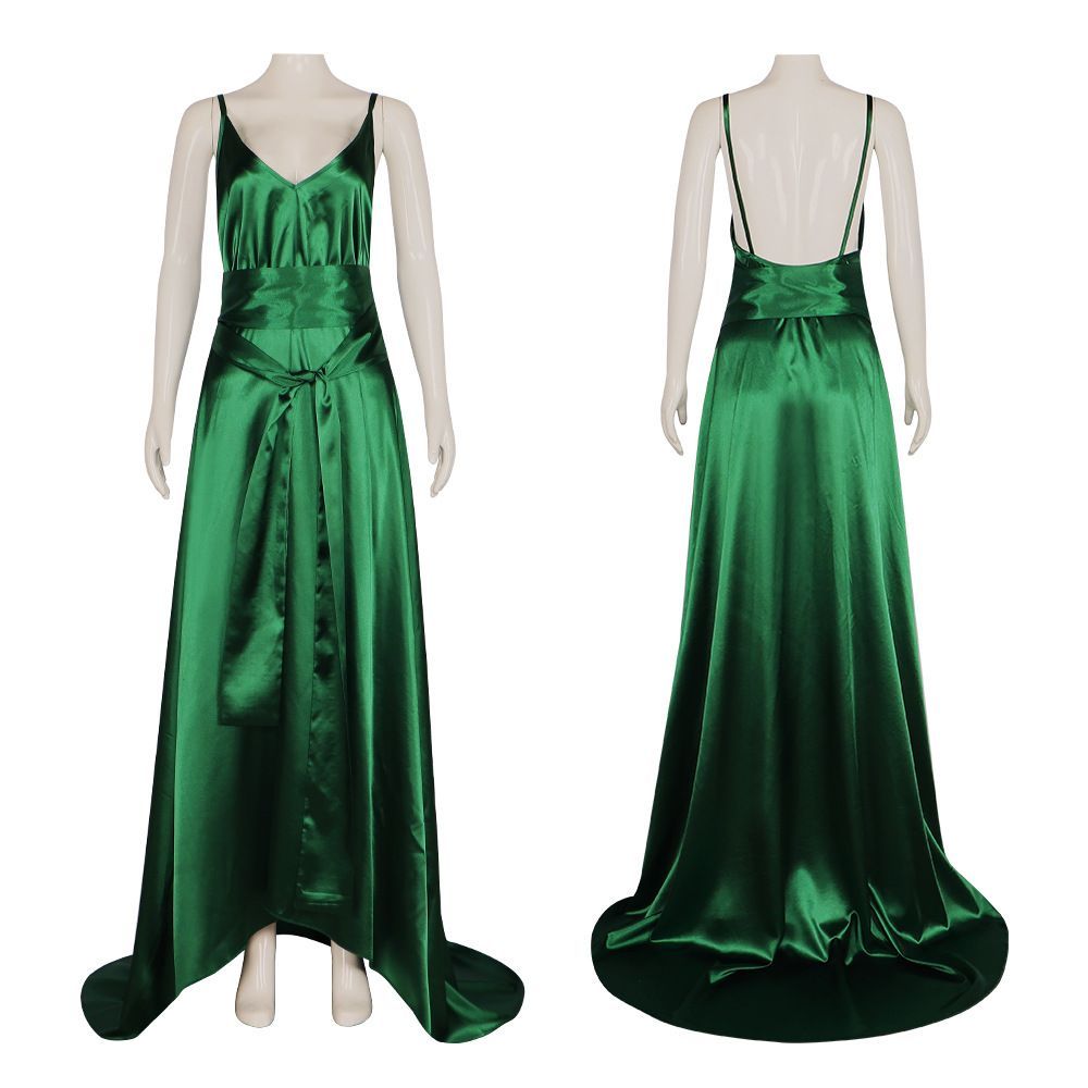 ชุดเดรสผ้าซาตินสีเขียวมรกต ดีไ - Evening Gown บทวิจารณ์และราคา
