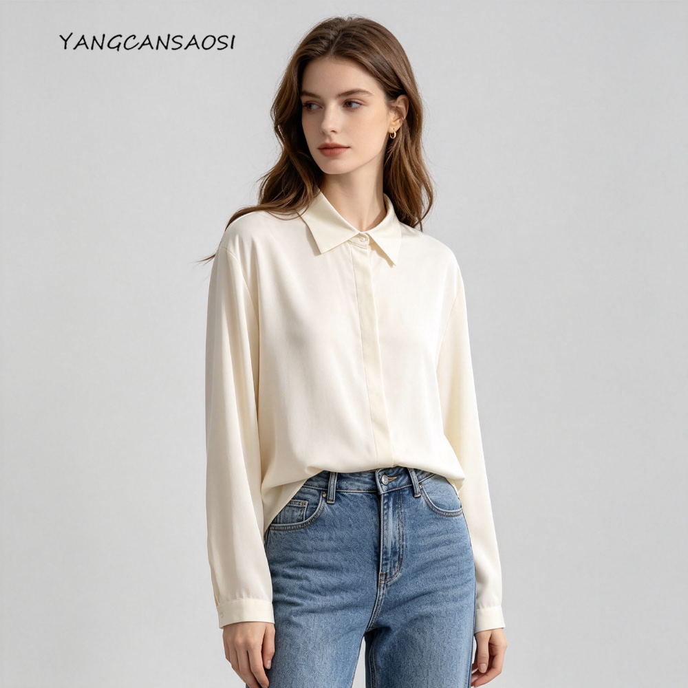 เสื้อเชิ้ตแขนยาวผ้าซาตินคู่ยืด - Silk Blouse บทวิจารณ์และราคา