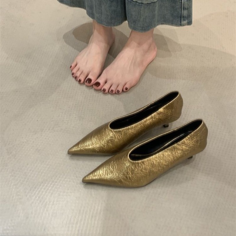 รองเท้าส้นเตี้ยหัวแหลมแบบสวม ส - Womens Heels บทวิจารณ์และราคา