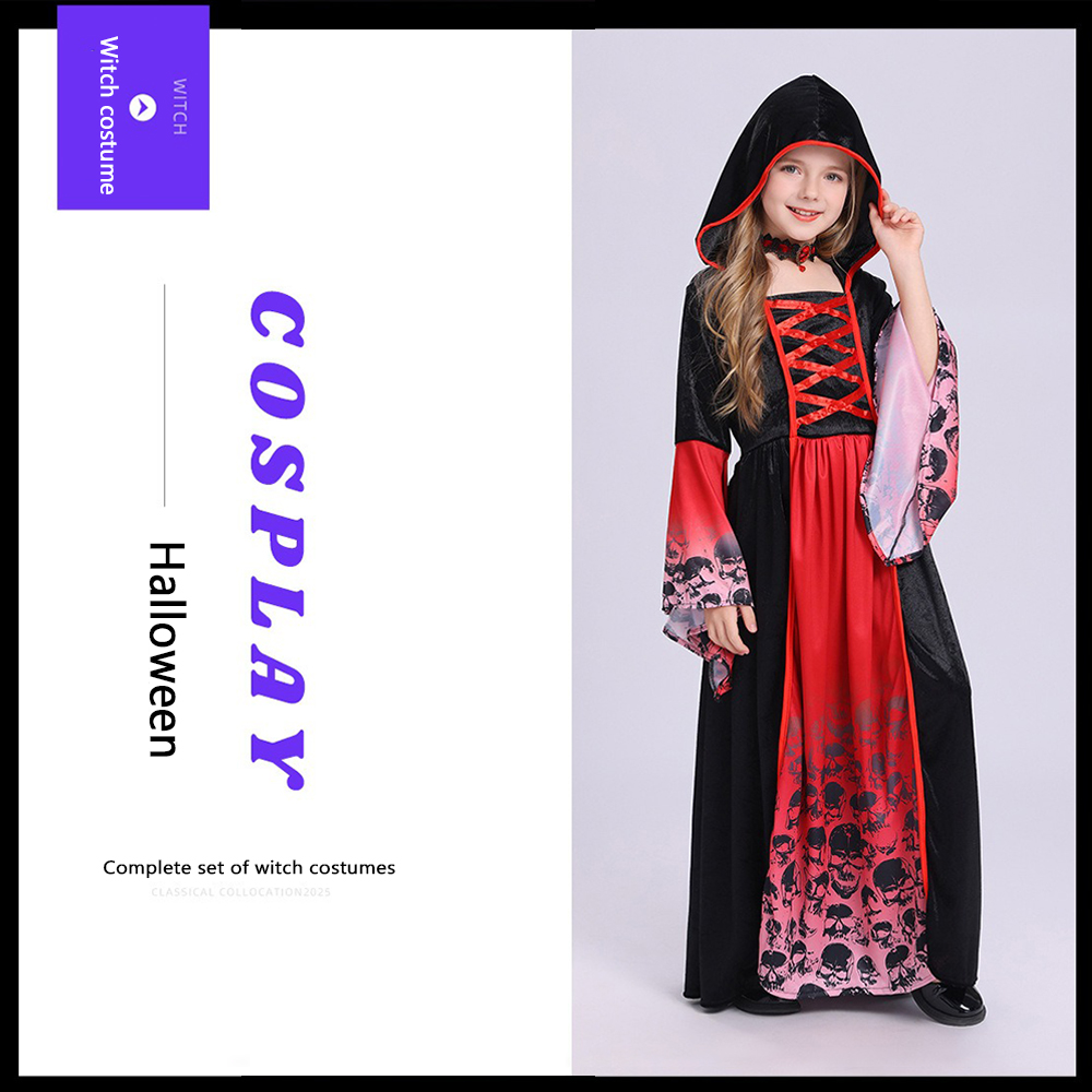 ชุดแม่มดสีแดงดำพร้อมฮู้ด เดรสย - Women'S Red Formal Wear บทวิจารณ์และราคา