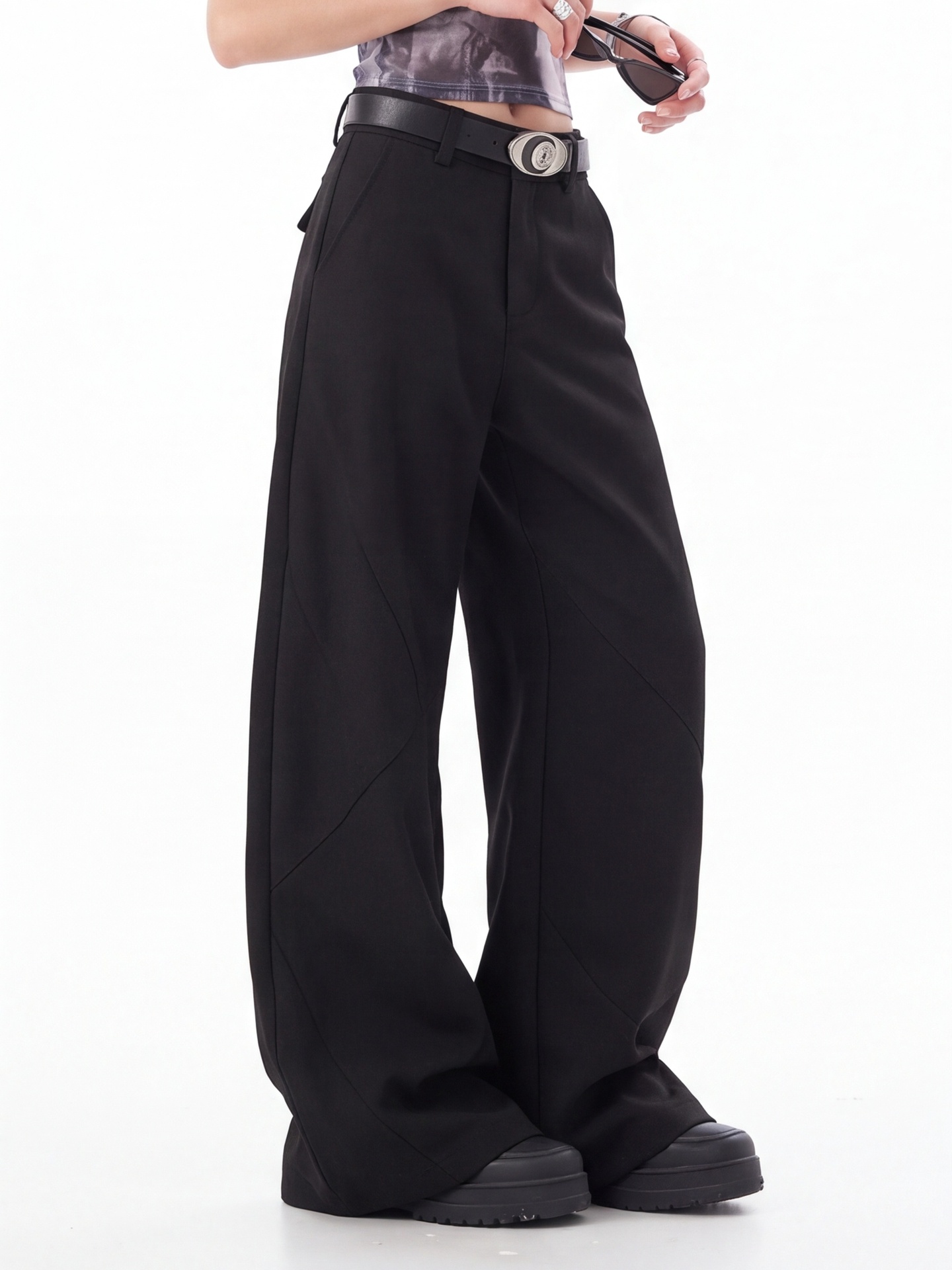 กางเกงเอวสูงสีดำสำหรับผู้หญิง  - Tailored Trouser Wide บทวิจารณ์และราคา